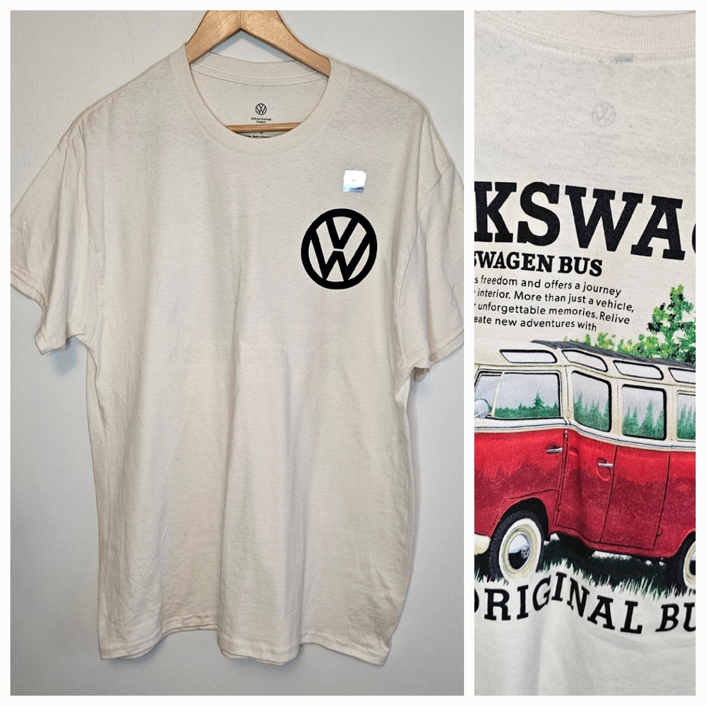 Volkswagen 1960 Bus Graphic Tee Cream Large Retro VW Vanlife NWT